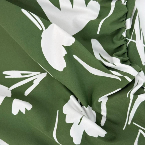 Anne Cole Green Floral Halter One-Piece Swimsuit Ruched Summer Swimwear Size 16 - Picture 10 of 15